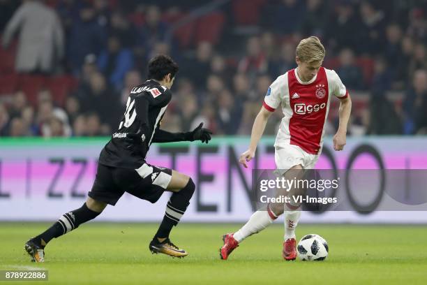 Julio Villalba of Borussia Monchengladbach, Frenkie de Jong of Ajax during the international friendly match between Ajax Amsterdam and Borussia...