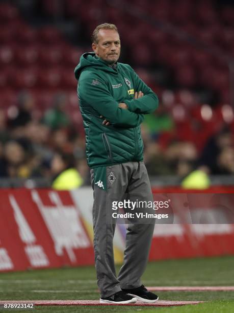 Coach Dieter Hecking of Borussia Monchengladbach during the international friendly match between Ajax Amsterdam and Borussia Mönchengladbach at the...