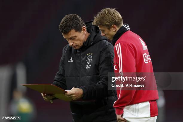 Goalkeeper coach Carlo l Ami of Ajax, Dennis Johnson of Ajax during the international friendly match between Ajax Amsterdam and Borussia...