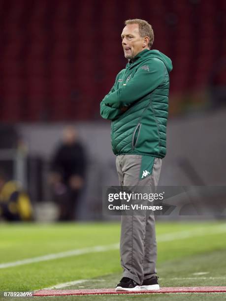 Coach Dieter Hecking of Borussia Monchengladbach during the international friendly match between Ajax Amsterdam and Borussia Mönchengladbach at the...