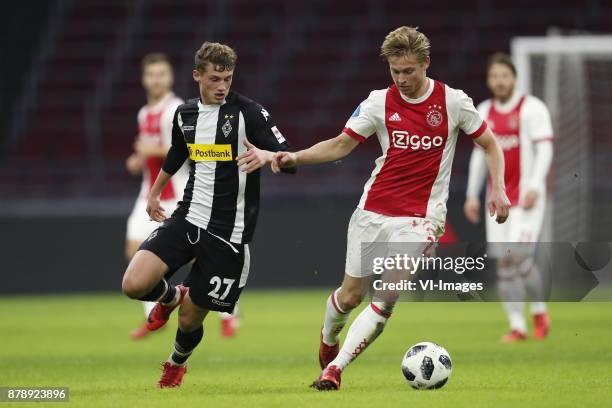 Mickael Cuisance of Borussia Monchengladbach, Frenkie de Jong of Ajax during the international friendly match between Ajax Amsterdam and Borussia...