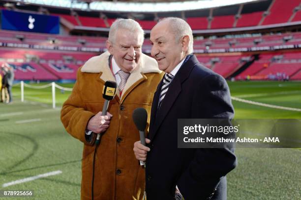 Commentator John Motson and former West Bromwich Albion manager and Tottenham Hotspur player, Osvaldo Ardiles prior to the Premier League match...