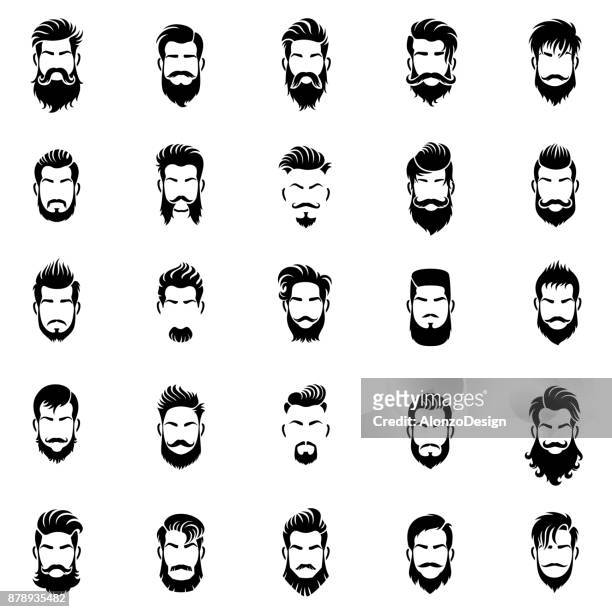 Men Hairstyle Icon Set High-Res Vector Graphic - Getty Images