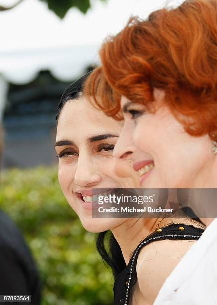 Filmmaker and actress Ronit Elkabetz and actress Fanny Ardant attend the Hommage To Fanny Ardant photocall at the Palais De Festivals during the 62nd...