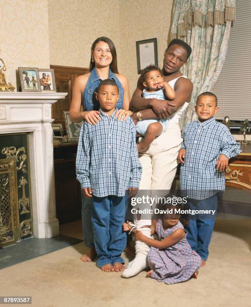 British boxer Chris Eubank with his wife Karron and their children Christopher, Sebastian, Emily and Joseph, April 1998.