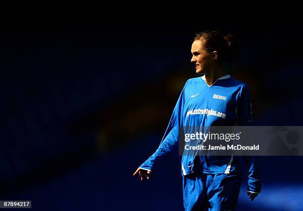 Loui Batley from Hollyoaks at the first ever all female football aid charity game organiised by Hollyoaks and Premier League sponsor Wigley's Extra...