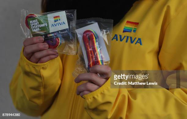 Rainbow Laces are to be handed out to fans at all Aviva Premiership Rugby matches to show their support to charity Stonewalls Rainbow Laces campaign,...