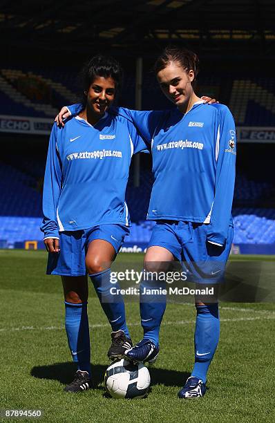 Lena Kaur and Loui Batley from Hollyoaks at the first ever all female football aid charity game organiised by Hollyoaks and Premier League sponsor...