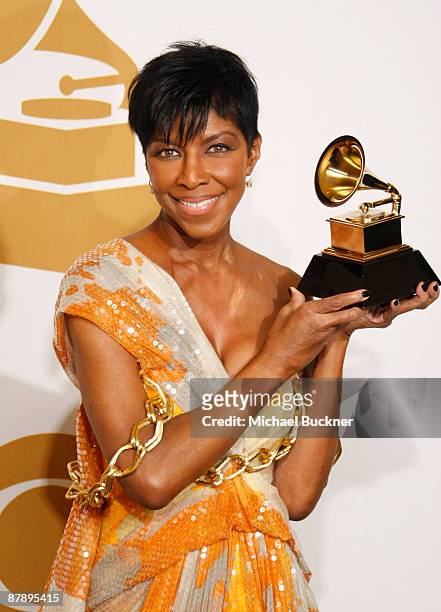 Singer Natalie Cole poses in the press room at the 51st Annual GRAMMY Awards held at the Staples Center on February 8, 2009 in Los Angeles,...