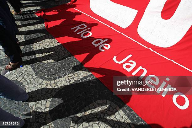 Workers of the oil sector demonstrate against the Parliamentary Investigative Commission set up by the congress to investigate corruption allegations...