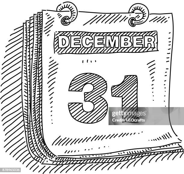 31. dezember kalender zeichnung - 2017 calendar stock-grafiken, -clipart, -cartoons und -symbole