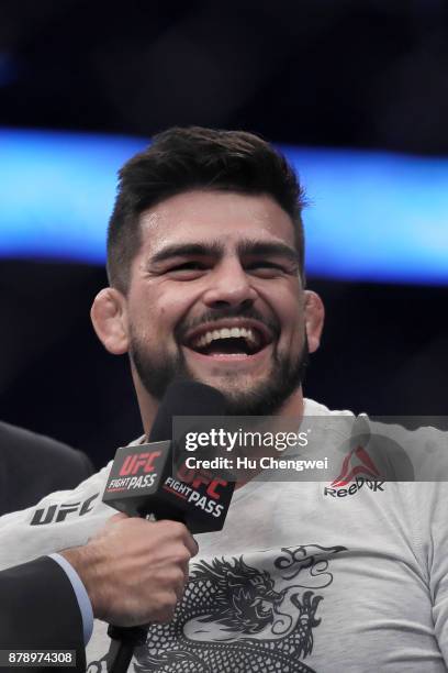 Kelvin Gastelum smiles during the UFC Fight Night at Mercedes-Benz Arena on November 25, 2017 in Shanghai, China.