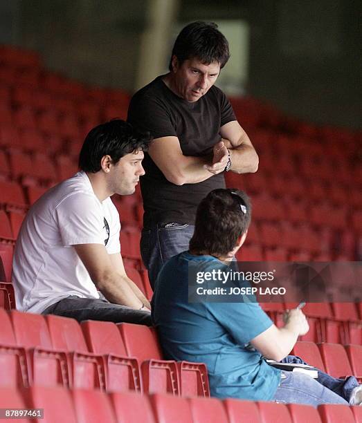 Jorge Messi, father of Barcelona´s Argentinian forward Lionel Messi attends a Bracelona training session at the Camp Nou stadium in Barcelona on May...