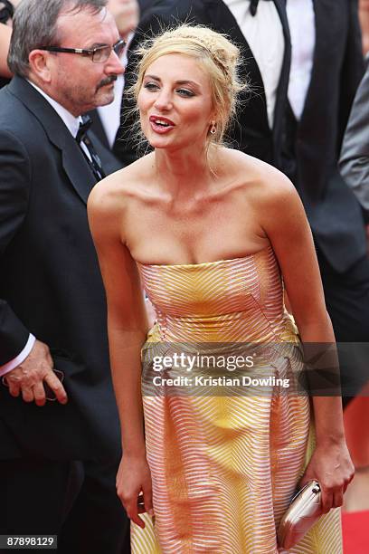Presenter Ariane Brodier attends the "In The Beginning" Premiere held at the Palais Des Festivals during the 62nd International Cannes Film Festival...