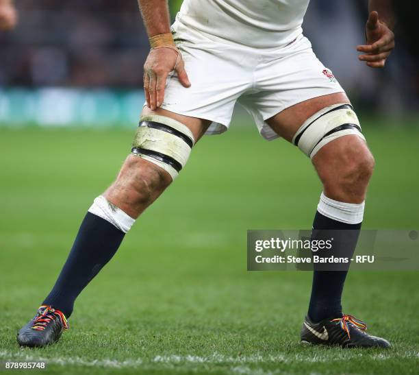 Detailed view of rainbow laces worn during the Old Mutual Wealth Series match between England and Samoa at Twickenham Stadium on November 25, 2017 in...