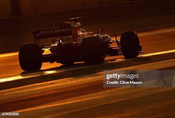 Stoffel Vandoorne of Belgium driving the McLaren Honda Formula 1 Team McLaren MCL32 on track during qualifying for the Abu Dhabi Formula One Grand...