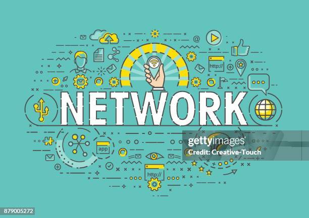 thin concept - network - dial up modem stock illustrations