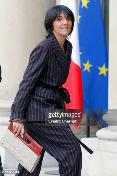 French humorist and patron of the association "Women Safe" Florence Foresti arrives for a meeting as part of the International Day for the...