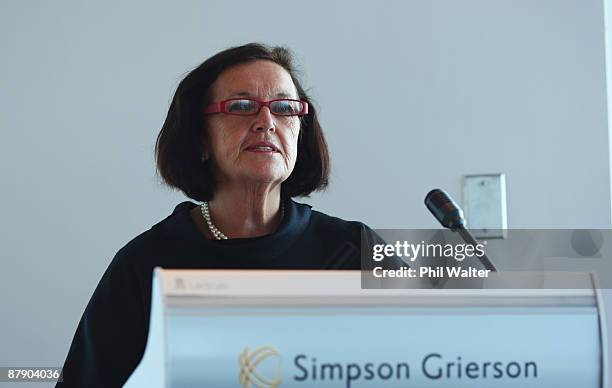 Briscoe Group Chairman Rosanne Meo delivers the annual financial results to shareholders at the Annual General Meeting on May 22, 2009 in Auckland,...