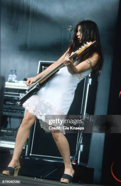 Paz Lenchantin, A Perfect Circle, performing on stage, Rock Werchter Festival, Werchter, Belgium, 2nd July 2000.