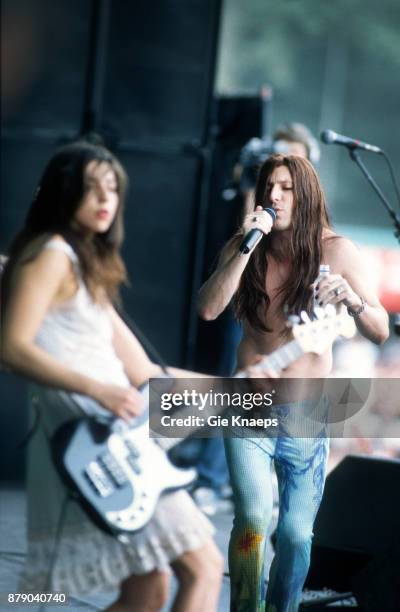 Paz Lenchantin, A Perfect Circle, Maynard James Keenan , performing on stage, Rock Werchter Festival, Werchter, Belgium, 2nd July 2000.