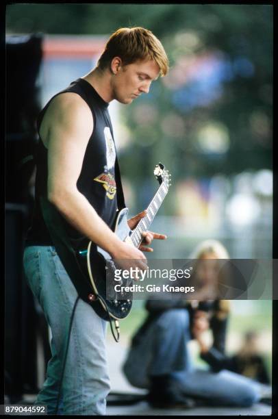 Queens Of The Stone Age, Josh Homme, performing on stage, Pukkelpop Festival, Hasselt, Belgium, 1998.