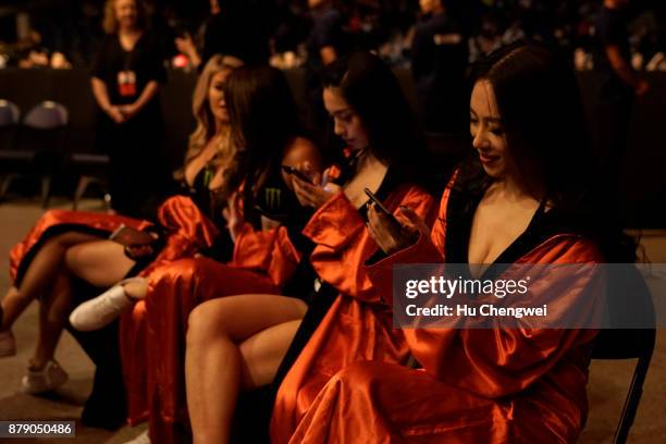 Octagon girls at the UFC Fight Night at Mercedes-Benz Arena on November 25, 2017 in Shanghai, China.