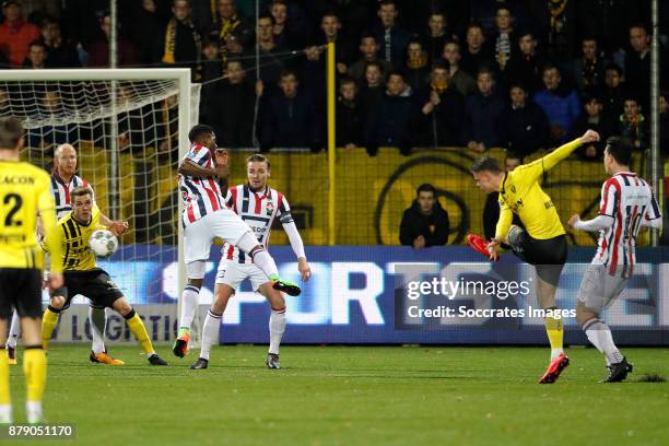 Vito van Crooij of VVV Venlo scores his sideÕs first goal to make it 1-0 during the Dutch Eredivisie match between VVVvVenlo - Willem II at the...