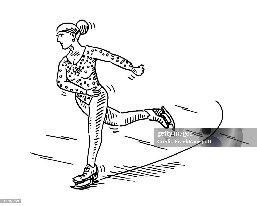 Female Ice Skater Winter Sport Drawing