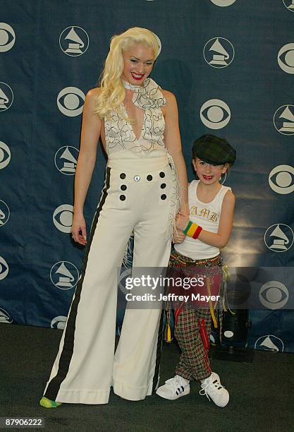 Gwen Stefani of No Doubt, winner of Best Pop Performance By A Duo Or Group With Vocal, with niece Madeline