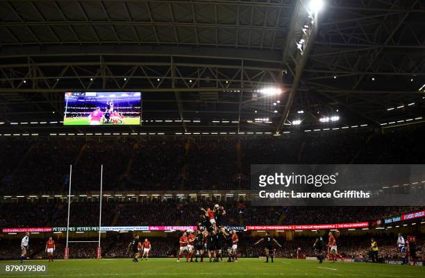 General view outside the stadium during the International match between Wales and New Zealand at Principality Stadium on November 25, 2017 in...