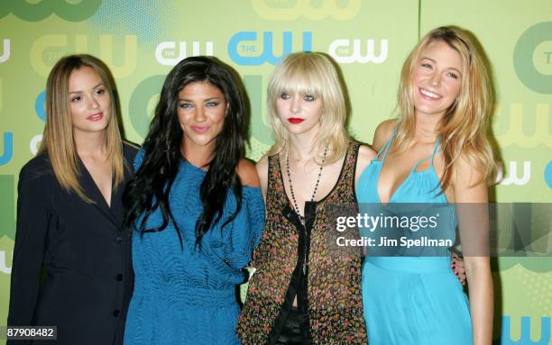 Actors Leighton Meester, Jessica Szohr,Taylor Momsen and Blake Lively attend the 2009 The CW Network UpFront at Madison Square Garden on May 21, 2009...