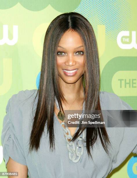 Personality Tyra Banks attends the 2009 The CW Network UpFront at Madison Square Garden on May 21, 2009 in New York City.