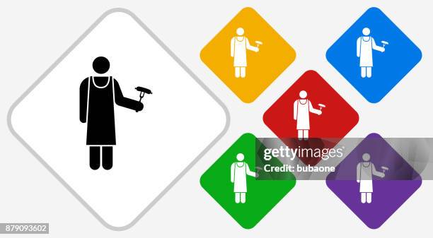 grill person color diamond vector icon - holding fork stock illustrations