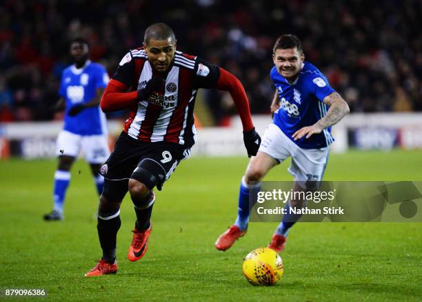 Leon Clarke of Sheffield United in action during the Sky Bet Championship match between Sheffield United and Birmingham City at Bramall Lane on...
