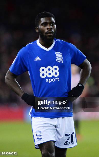 Jeremie Boga of Birmingham City looks on during the Sky Bet Championship match between Sheffield United and Birmingham City at Bramall Lane on...