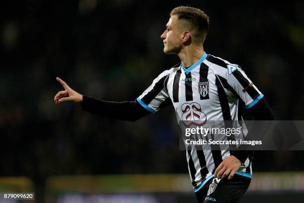 Reuven Niemeijer of Heracles Almelo celebrates 1-1 during the Dutch Eredivisie match between Heracles Almelo v NAC Breda at the Polman Stadium on...