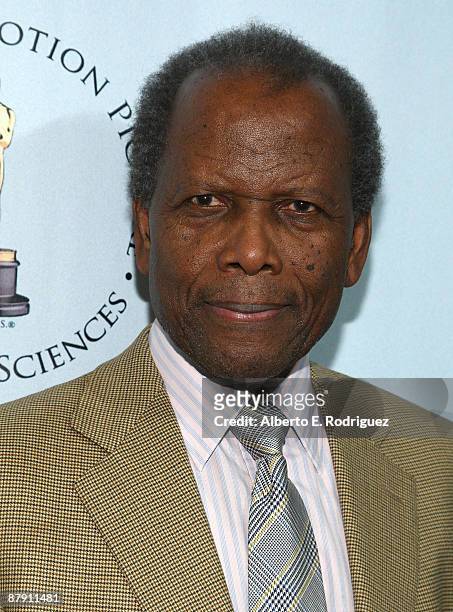 Actor Sidney Poitier attend AMPAS' centenial salute celebration of Joseph L. Mankiewicz on May 21, 2009 in Beverly Hills, California.