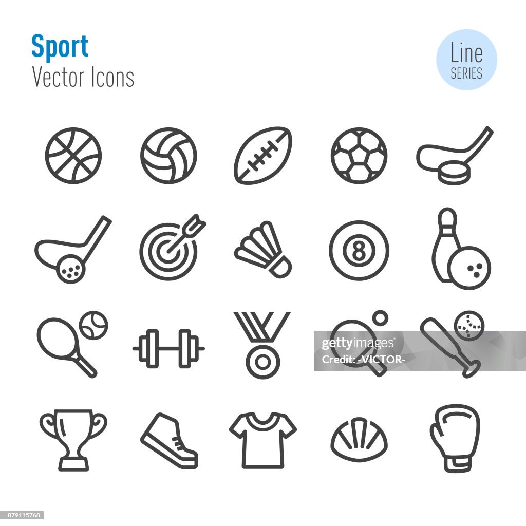 Iconos de deporte - Vector línea serie