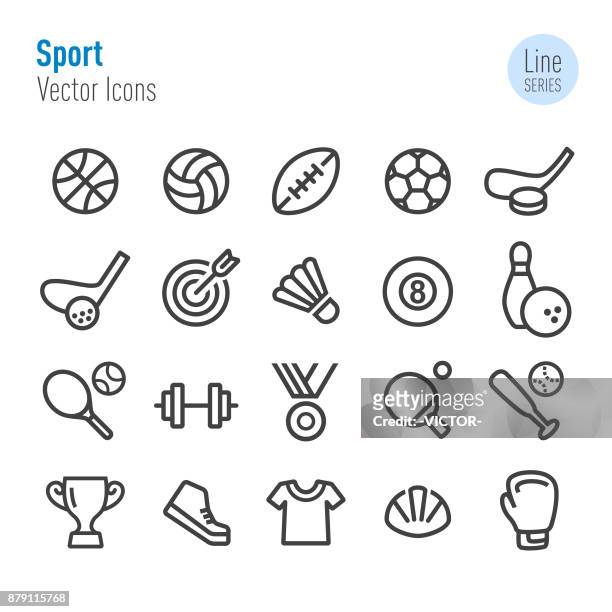 ilustraciones, imágenes clip art, dibujos animados e iconos de stock de iconos de deporte - vector línea serie - deporte
