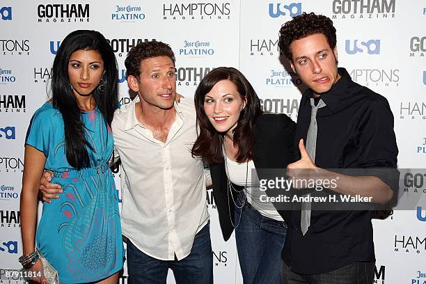 Actors Reshma Shetty, Mark Feuerstein, Jill Flint and Paulo Costanzo attend Hamptons and Gotham Magazine's summer celebration with the cast of "Royal...