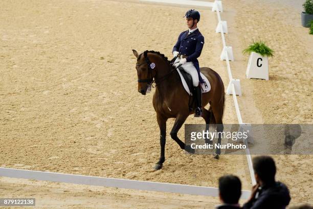 Rider competes during the CSI 5 Doma classic at the Madrid Horse Week Madrid Horse Week 2017 on November 25, 2017 in Madrid, Spain.