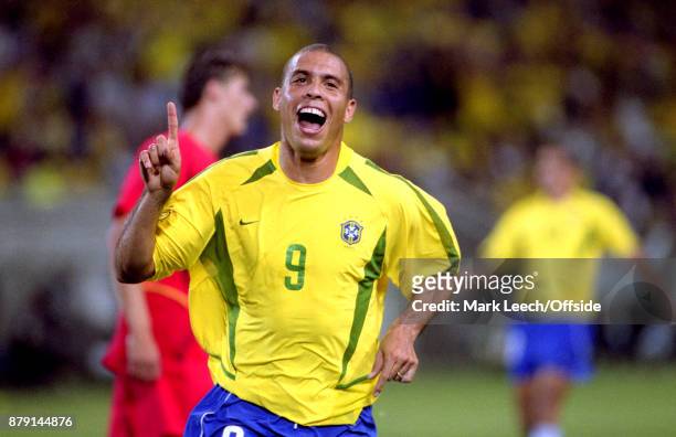 Brazil v Belgium - FIFA World Cup : Ronaldo celebrates after scoring a goal for Brazil