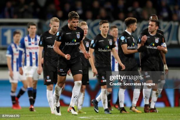 Nicolas Freire of PEC Zwolle celebrates 1-1 during the Dutch Eredivisie match between SC Heerenveen v PEC Zwolle at the Abe Lenstra Stadium on...