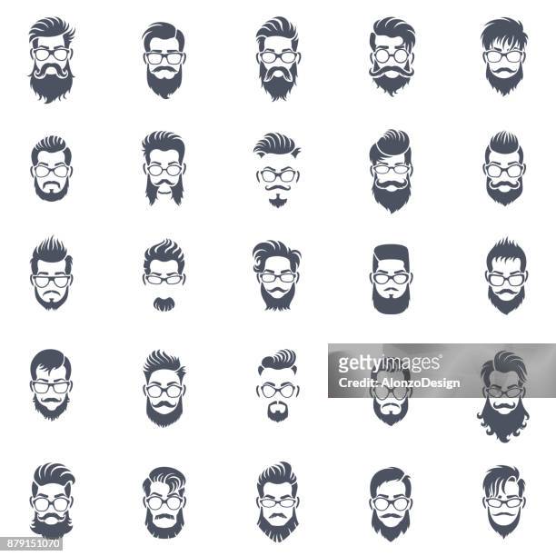 men hairstyle icon set - styles stock illustrations