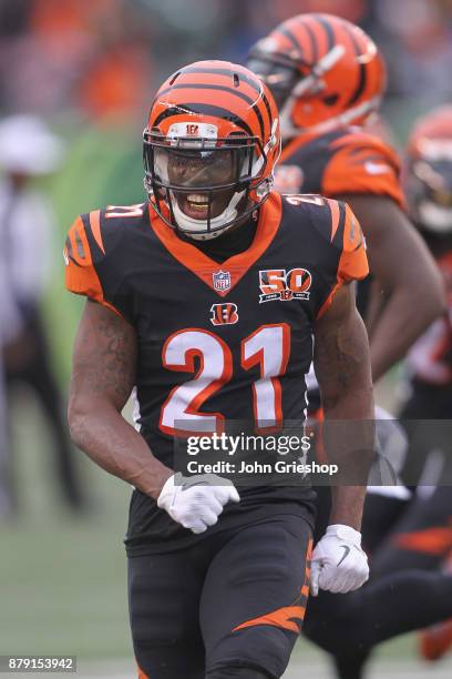 Darqueze Dennard of the Cincinnati Bengals celebrates a victory during the game against the Indianapolis Colts at Paul Brown Stadium on October 29,...