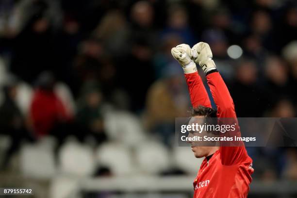 Diederik Boer of PEC Zwolle celebrates 1-2 during the Dutch Eredivisie match between SC Heerenveen v PEC Zwolle at the Abe Lenstra Stadium on...