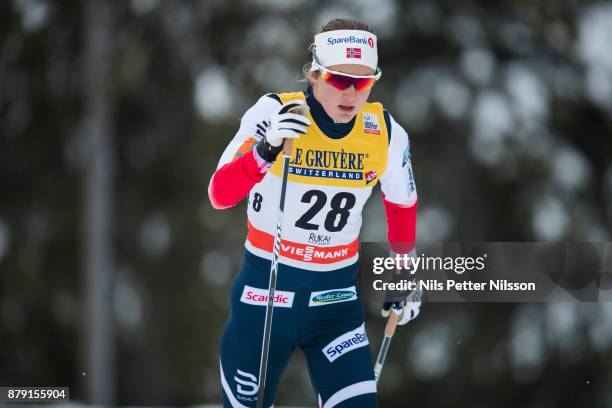 Ingvild Flugstad Oestberg of Norway during the ladies cross country 10K classic competition at FIS World Cup Ruka Nordic season opening at Ruka...