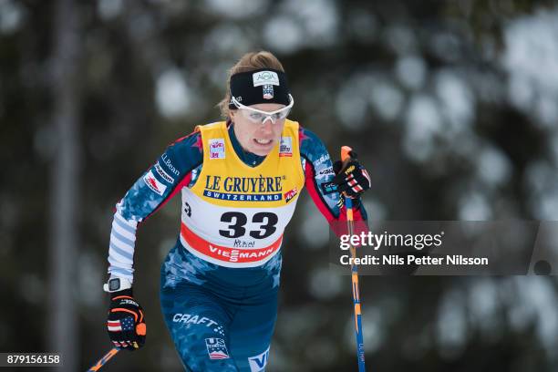 Rosie Brennan of USA during the ladies cross country 10K classic competition at FIS World Cup Ruka Nordic season opening at Ruka Stadium on November...