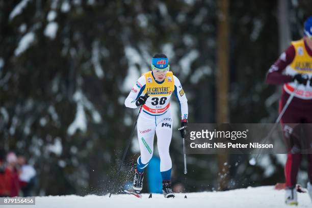 Sandra Ringwald of Germany during the ladies cross country 10K classic competition at FIS World Cup Ruka Nordic season opening at Ruka Stadium on...